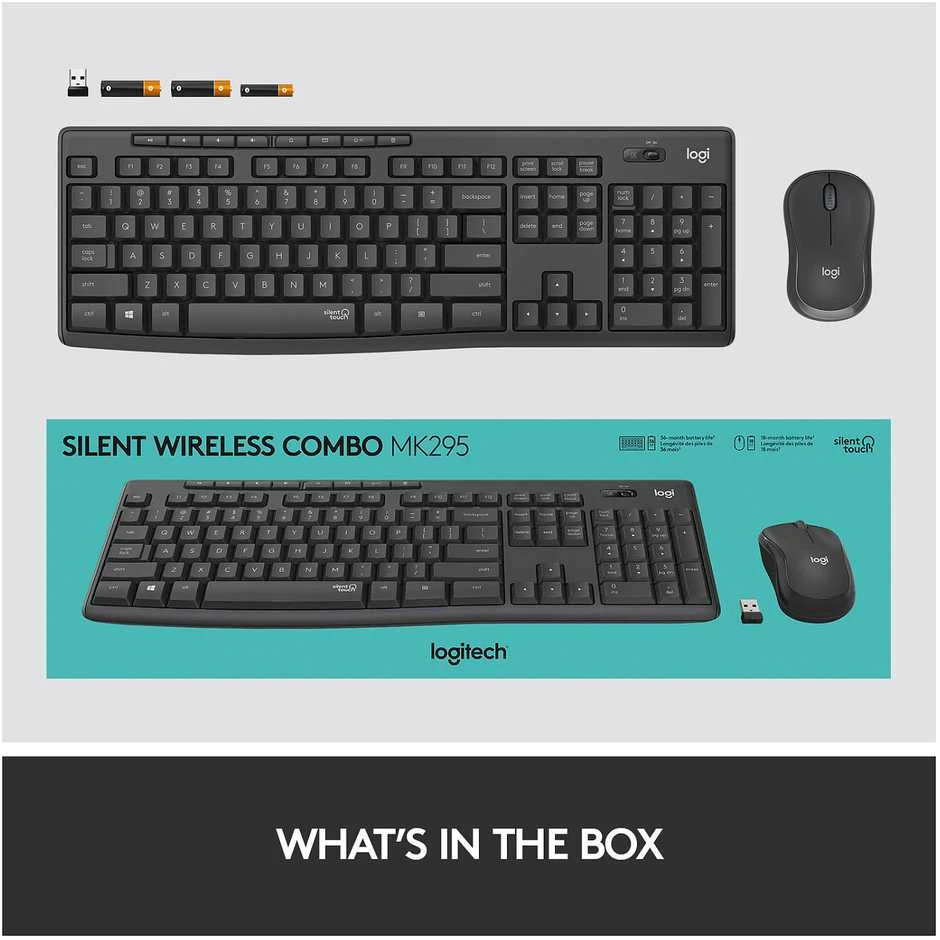 Belaidė klaviatūra su pele Logitech MK295, US kalba, Juodos spalvos
