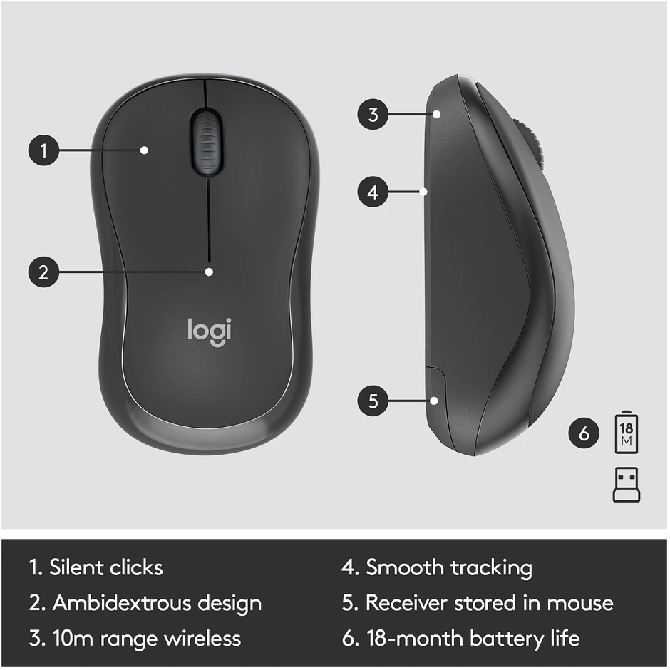 Klaviatūra Logitech MK295 TYLUS BELAIDIS KOMPLEKTAS – GRAFITO – NLB – INTNL
