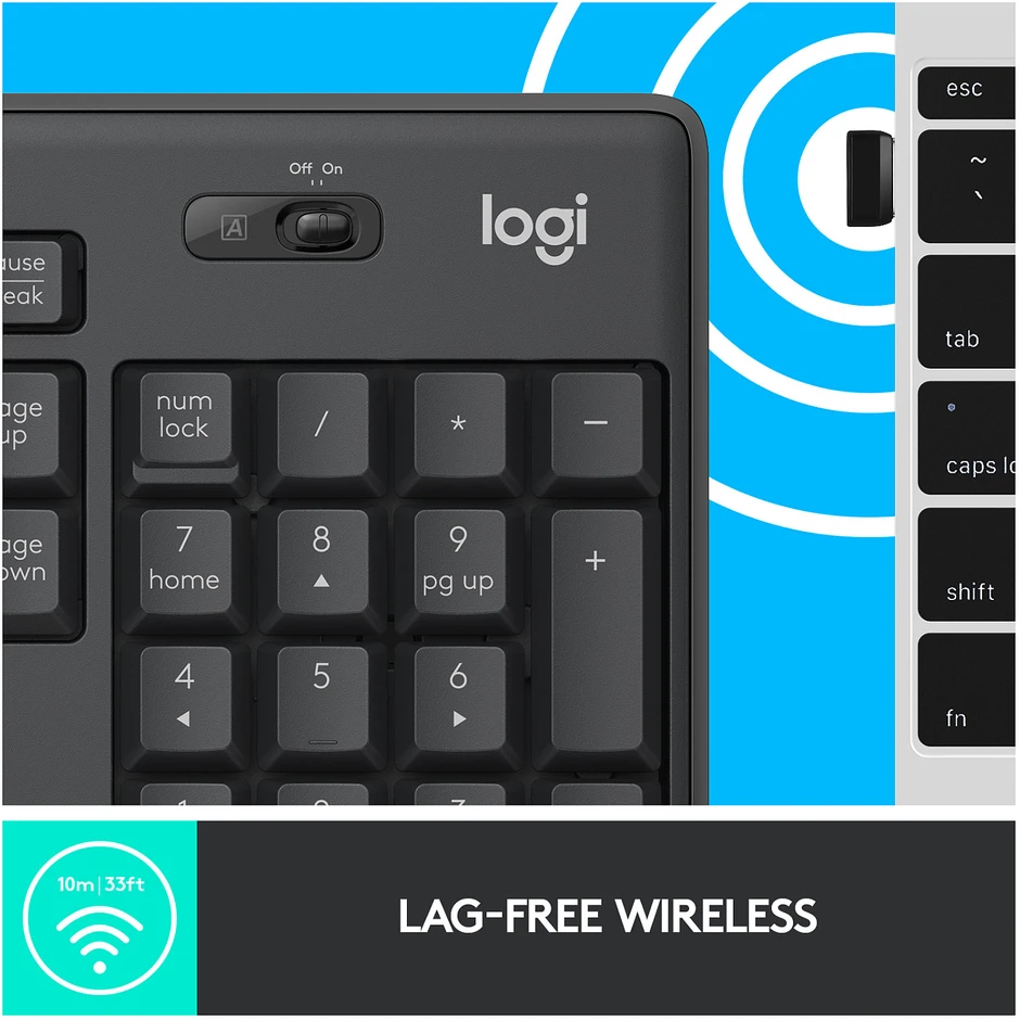 Klaviatūra Logitech MK295 TYLUS BELAIDIS KOMPLEKTAS – GRAFITO – NLB – INTNL