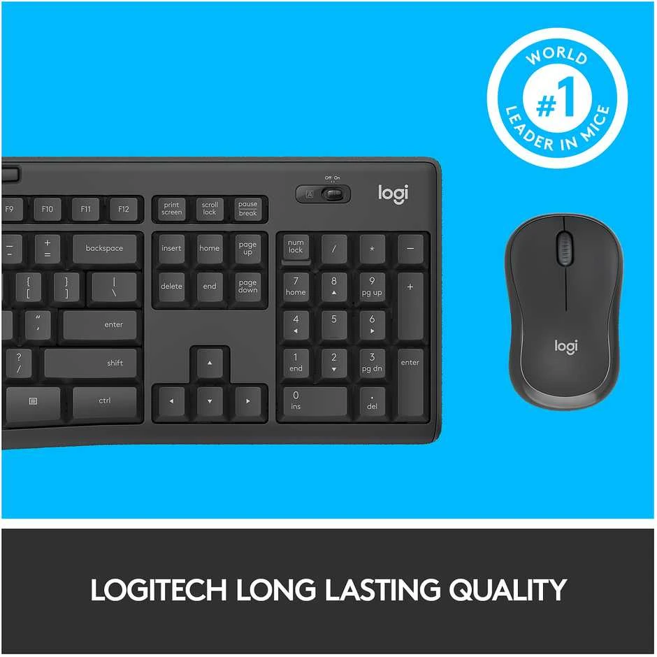 Belaidė klaviatūra su pele Logitech MK295, US kalba, Juodos spalvos