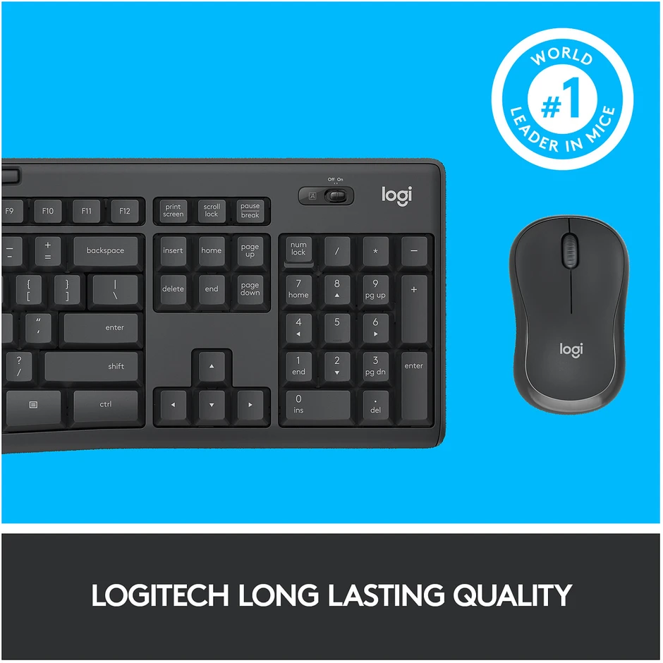Klaviatūra Logitech MK295 TYLUS BELAIDIS KOMPLEKTAS – GRAFITO – NLB – INTNL