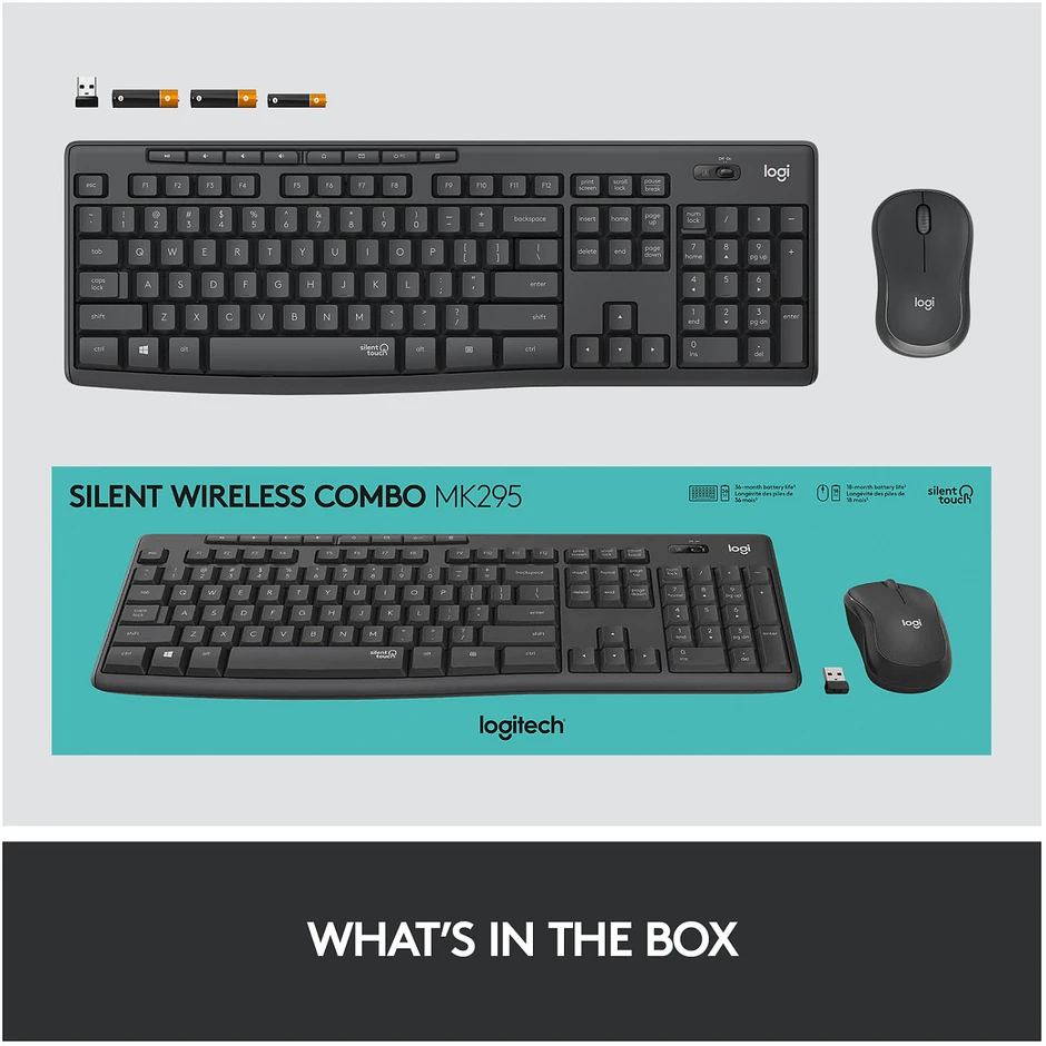 Klaviatūra Logitech MK295 TYLUS BELAIDIS KOMPLEKTAS – GRAFITO – NLB – INTNL