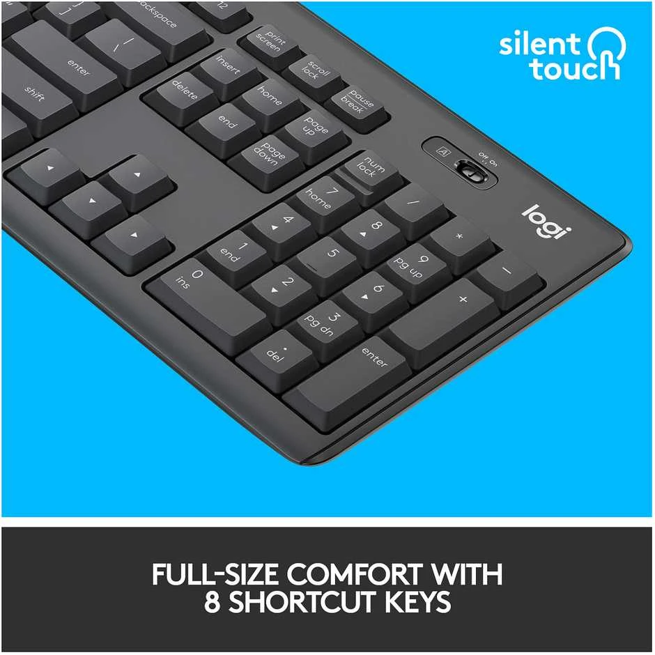 Belaidė klaviatūra su pele Logitech MK295, US kalba, Juodos spalvos