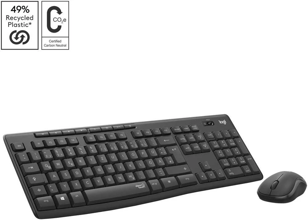 Belaidė klaviatūra su pele Logitech MK295, Šveicarų išdėstymas, juodos spalvos