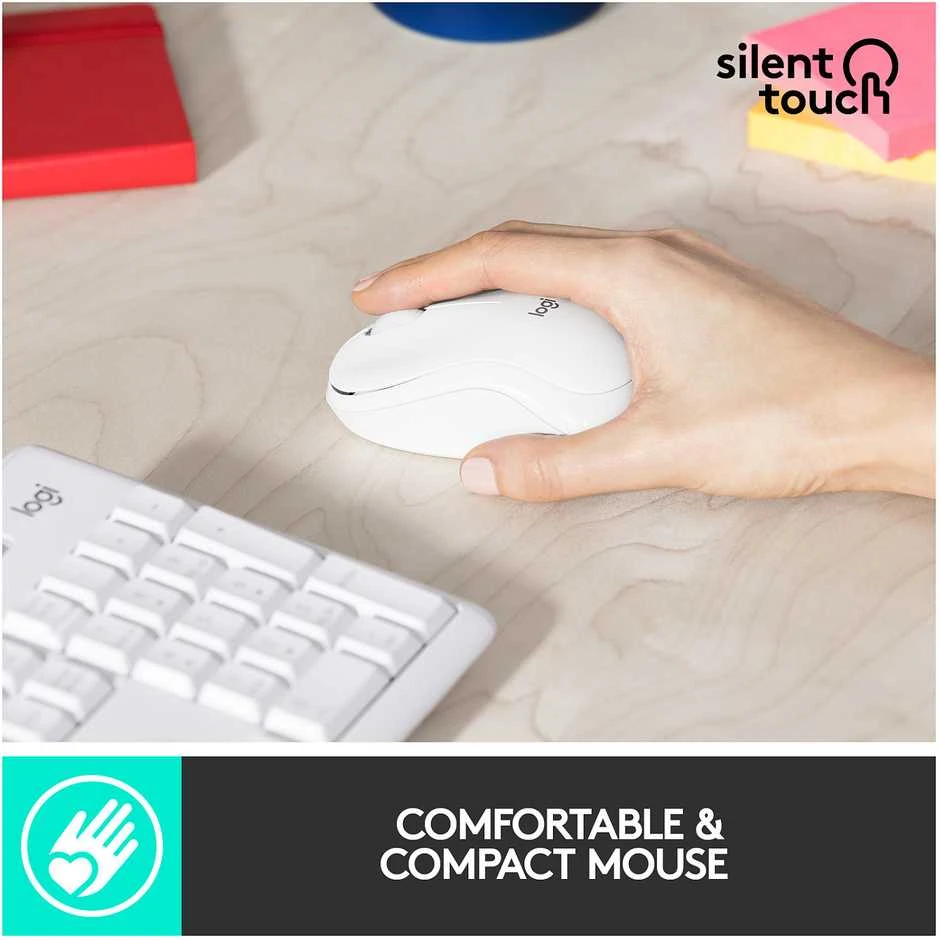 Belaidė Klaviatūra Su Pele Logitech MK295, US išdėstymas, Baltos Spalvos
