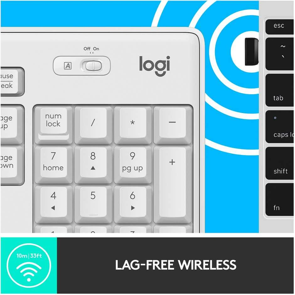 Belaidė Klaviatūra Su Pele Logitech MK295, US išdėstymas, Baltos Spalvos