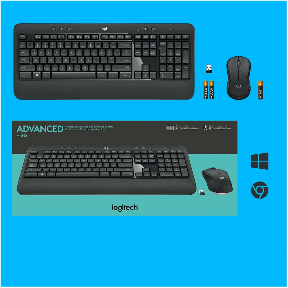 Belaidis pelės ir klaviatūros rinkinys Logitech MK540 Advanced, išdėstymas: US tarptautinis (Qwerty)