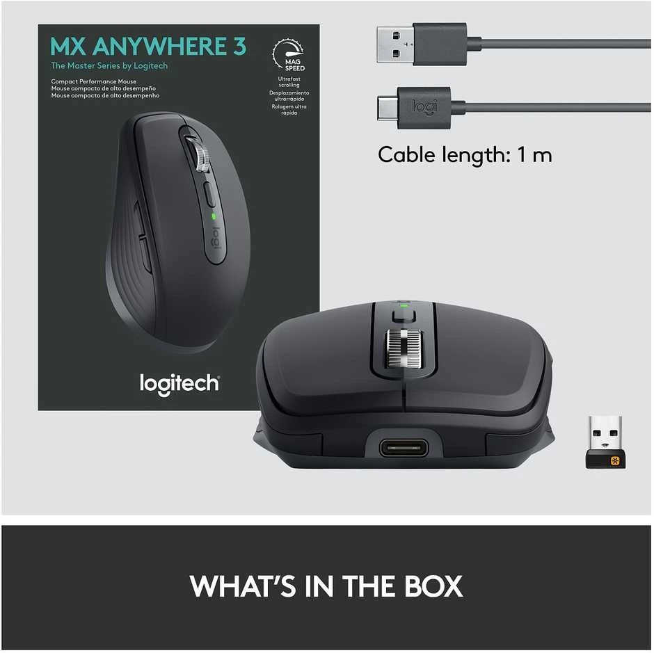 Belaidė pelė Logitech MX Anywhere 3, Juodos spalvos
