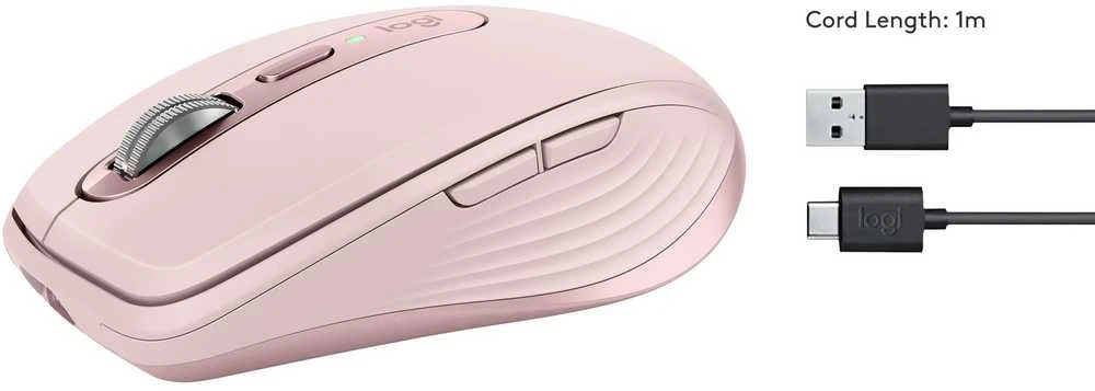 Belaidė pelė Logitech MX Anywhere 3S, rožinės spalvos