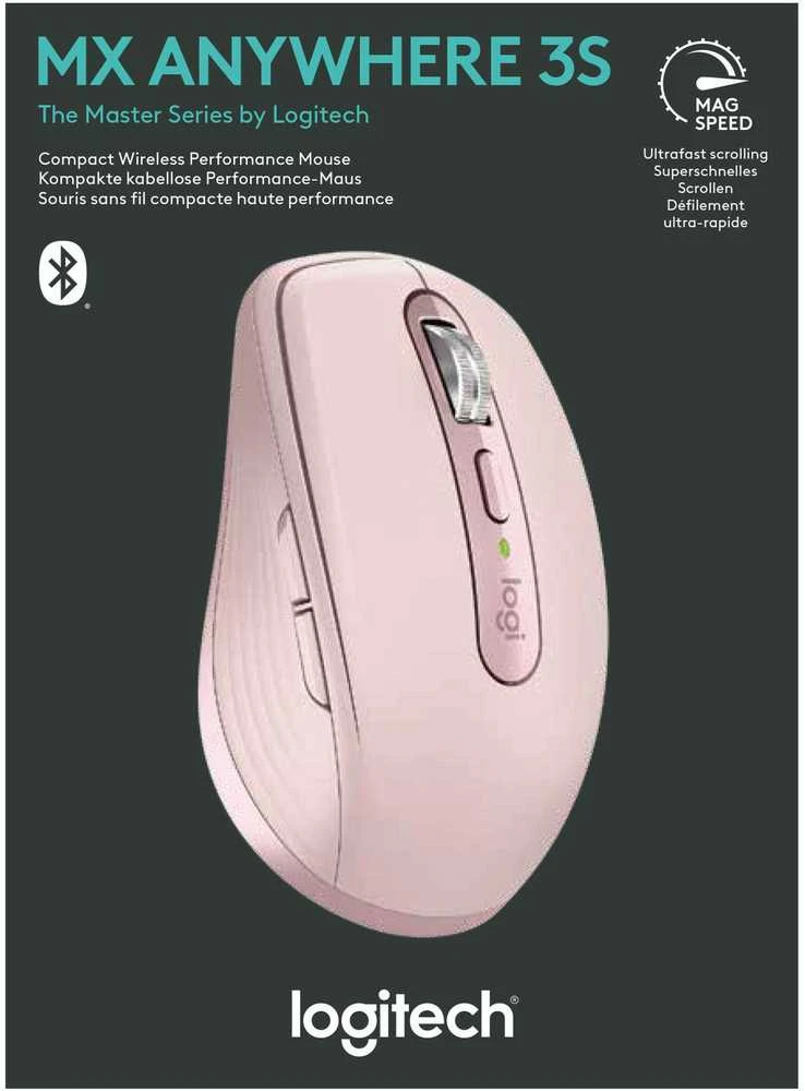 Belaidė pelė Logitech MX Anywhere 3S, rožinės spalvos