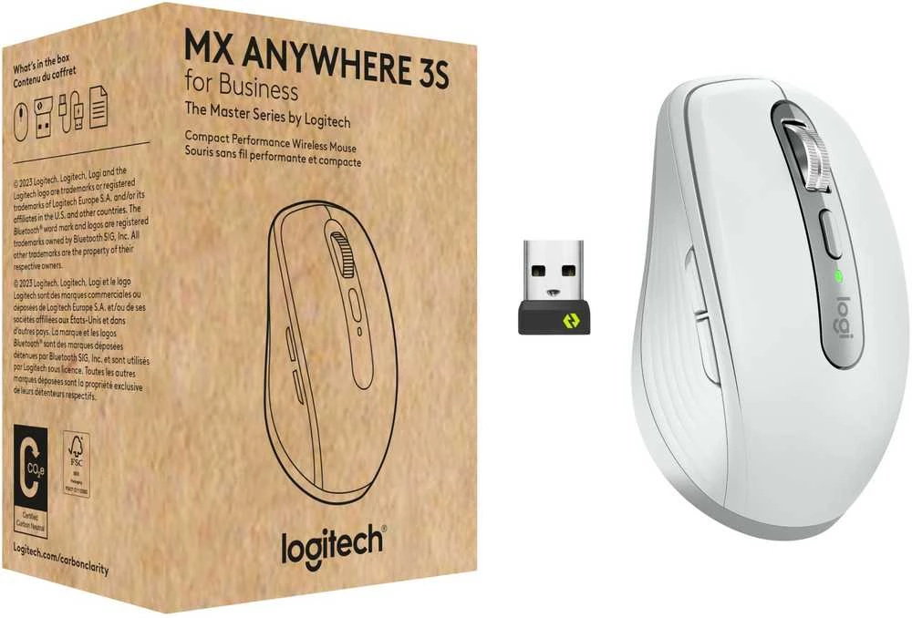 Belaidė pelė Logitech MX Anywhere 3S, šviesiai pilkos spalvos