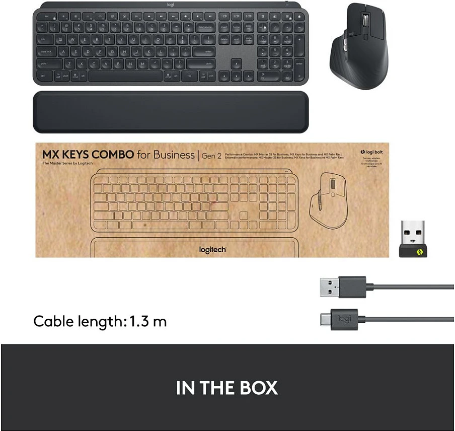 Klaviatūra Logitech MX KEYS COMBO verslui GEN/2 - GRAPHITE - UK - INTNL