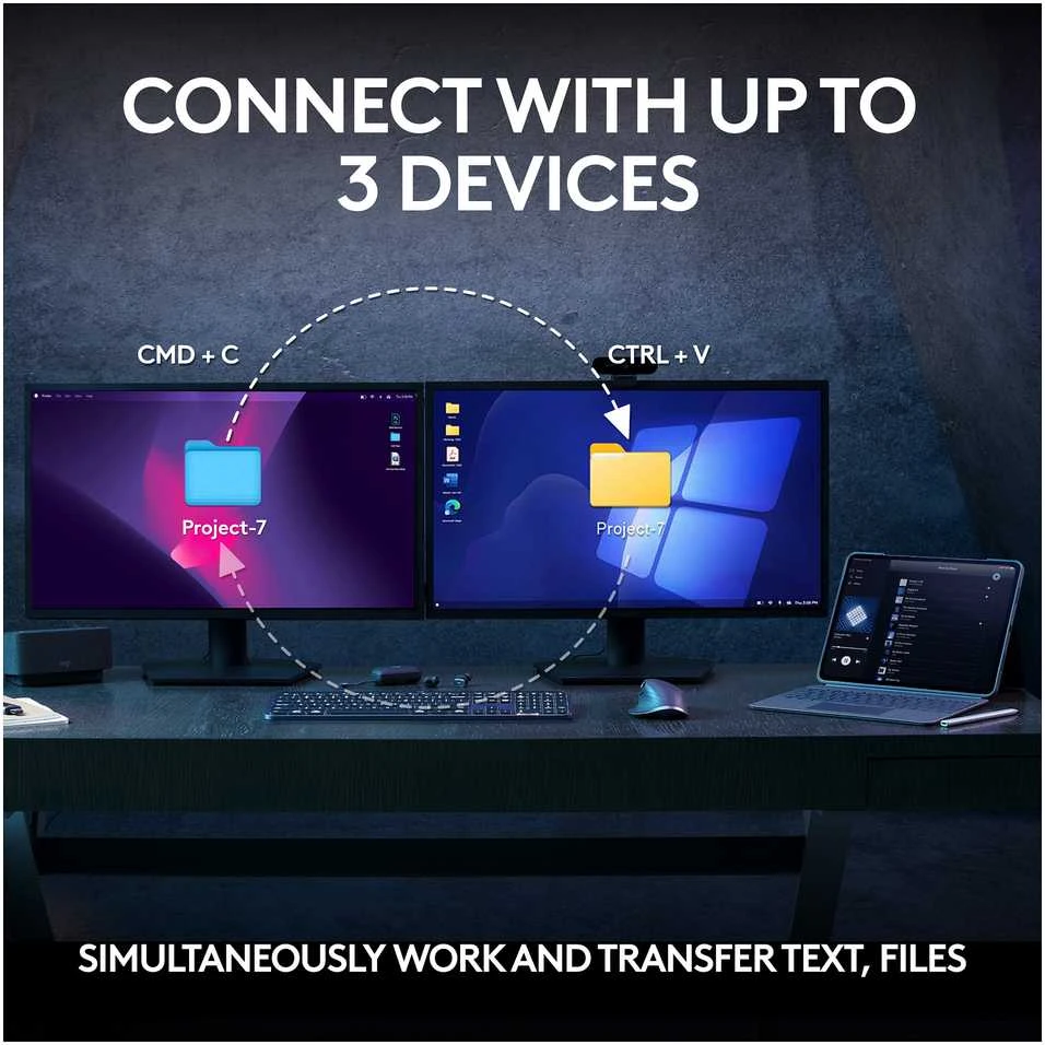 Belaidė klaviatūra ir pelė + Atrama riešui Logitech MX Keys S Combo, Graphite