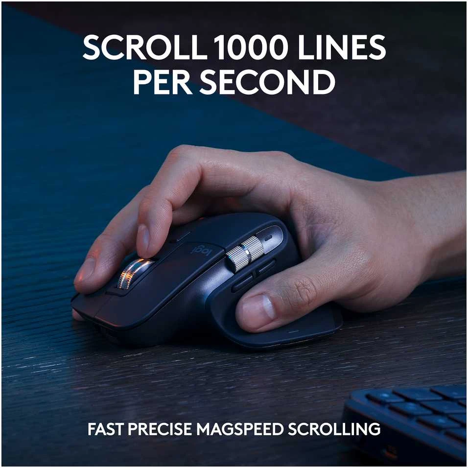 Belaidė klaviatūra ir pelė + Atrama riešui Logitech MX Keys S Combo, Graphite