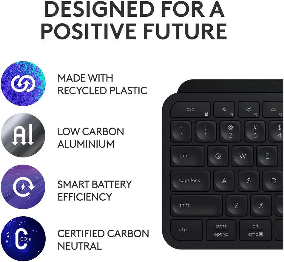Belaidė klaviatūra ir pelė + Atrama riešui Logitech MX Keys S Combo, Graphite