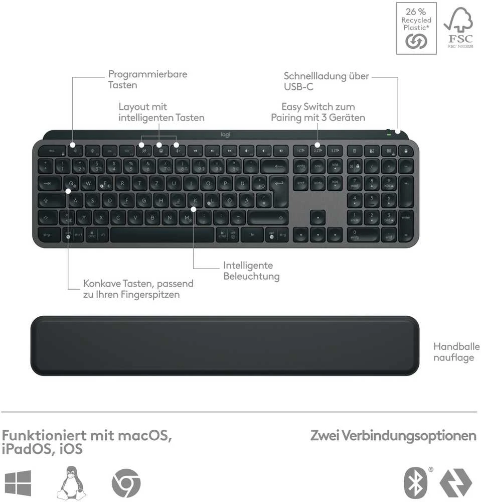 Įvesties prietaisas - Logitech MX Keys S Combo klaviatūra ir pelė belaidžiu režimu