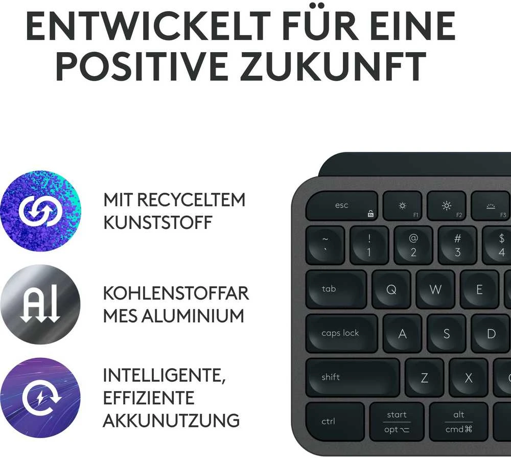Belaidė klaviatūra Logitech MX Keys S, Išdėstymas: Vokiečių (Qwertz)