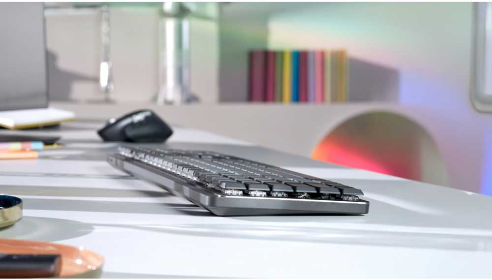 Gruzdintuvė „Logitech“ – belaidė klaviatūra – MX – mechaninė – našus apšvietimas – grafitas