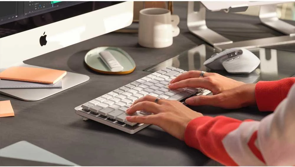 „LOGITECH MX Mechaninė Mini“, skirta MAC „Bluetooth“ apšviesta klaviatūra – PALE Pilkas – US INT'L – TACTILE