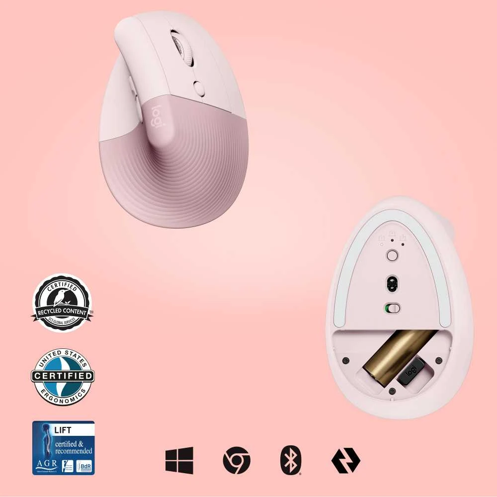 Pelė Logitech Lift, rožinė