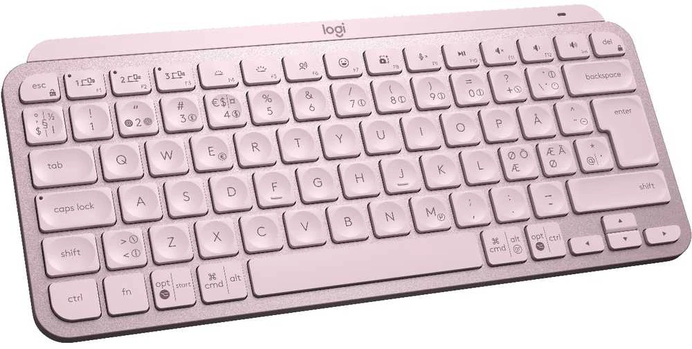 Minimalistinė Belaidė Klaviatūra su apašvietimu Logitech MX Keys Mini, Rožinės spalvos, Šiaurės šalių (Qwerty) išdėstymas