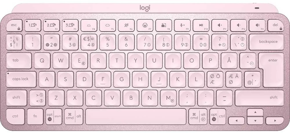Minimalistinė Belaidė Klaviatūra su apašvietimu Logitech MX Keys Mini, Rožinės spalvos, Šiaurės šalių (Qwerty) išdėstymas