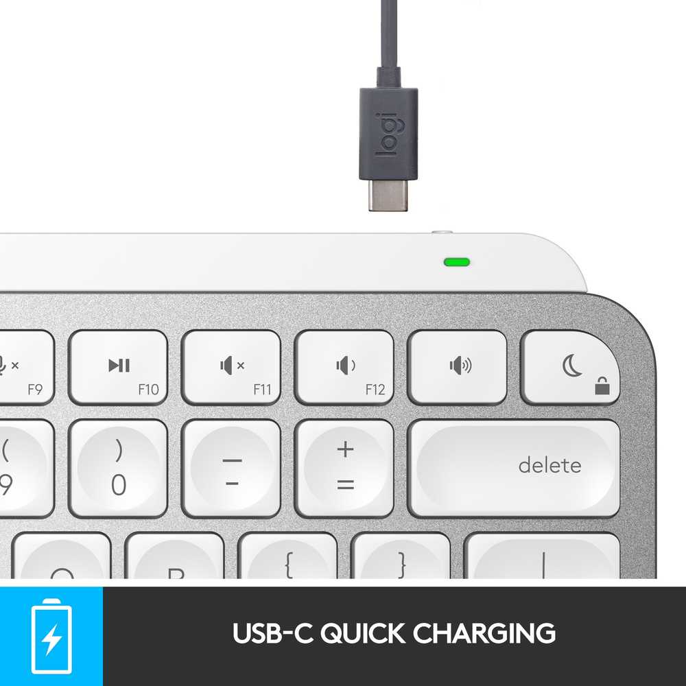 Belaidė klaviatūra Logitech MX Keys Mini skirta Mac, Blyškiai pilkos spalvos (US)