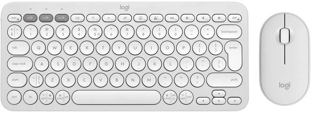 Klaviatūra ir pelė Logitech Pebble 2 Combo, baltos spalvos