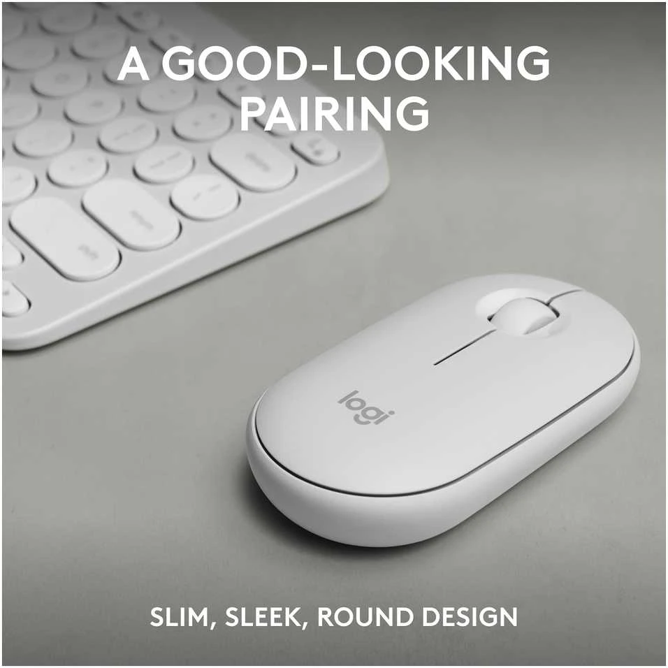 Klaviatūra ir pelė Logitech Pebble 2 Combo, baltos spalvos