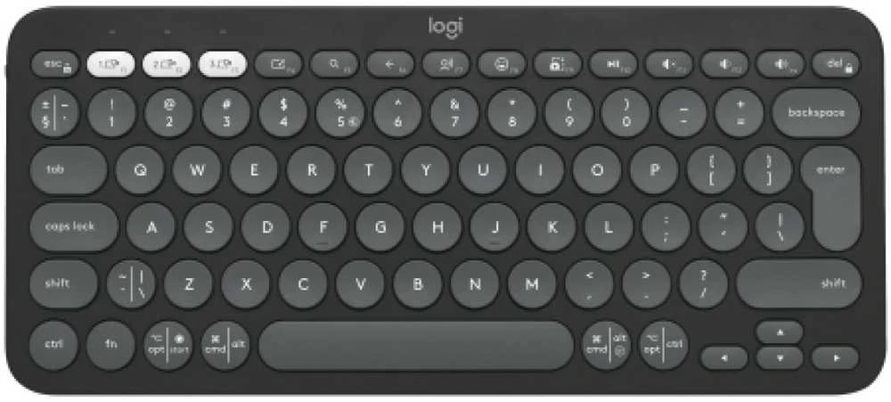 Belaidė klaviatūra Logitech PEBBLE KEYS 2 K380S, Grafito spalvos, Išdėstymas: US tarptautinis (Qwerty)