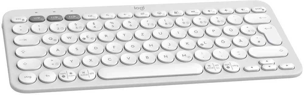 Belaidė klaviatūra Logitech PEBBLE KEYS 2 K380S, Baltos spalvos, Išdėstymas: US tarptautinis (Qwerty)