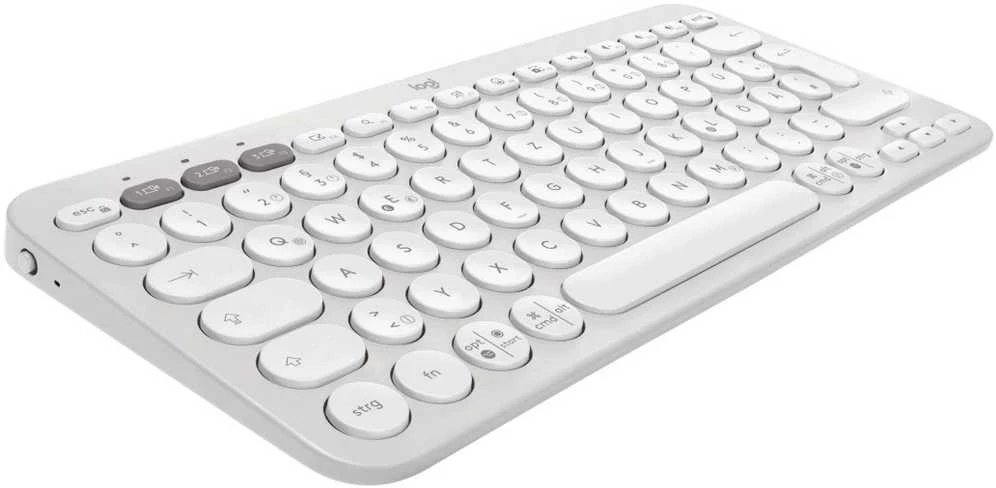 Belaidė klaviatūra Logitech PEBBLE KEYS 2 K380S, Baltos spalvos, Išdėstymas: US tarptautinis (Qwerty)