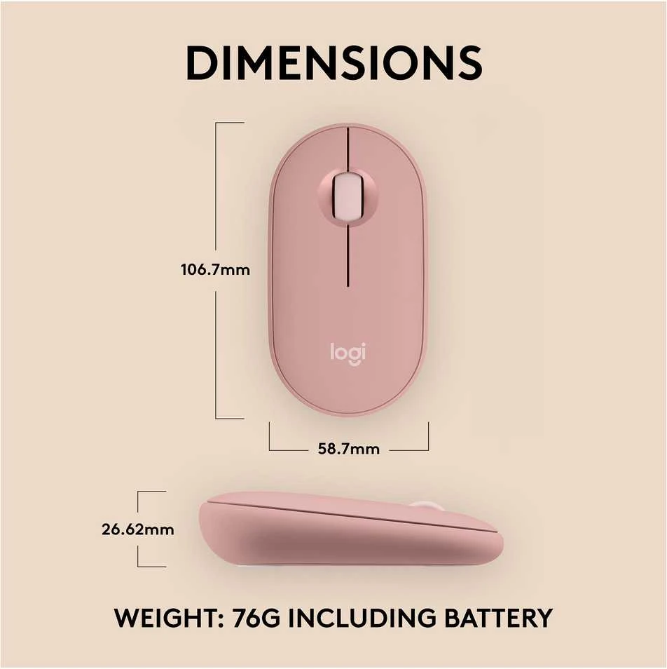 Belaidė pelė Logitech Pebble 2 M350s, Rožinė