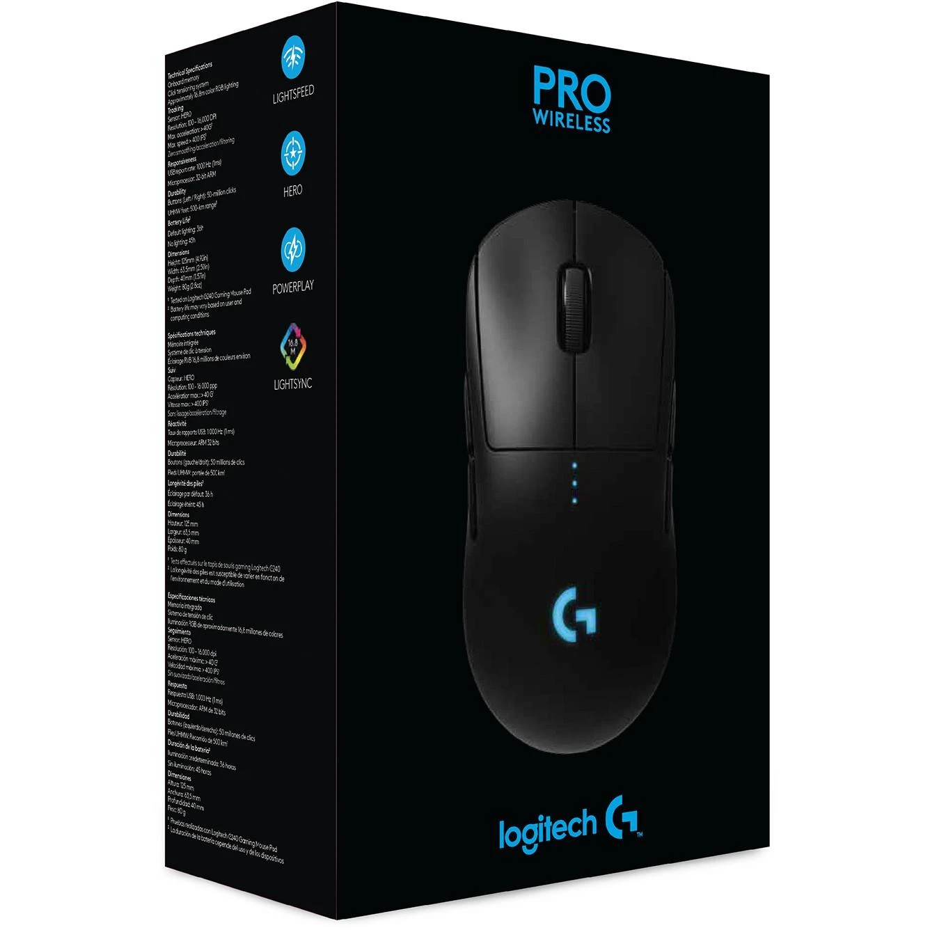 Logitech G PRO Belaidė žaidimų pelė, RF belaidė, 25600 DPI, Juoda