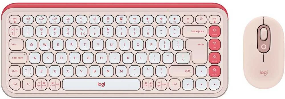 Rinkinys Klaviatūra su pele Logitech POP ICON Combo belaidė rožinė