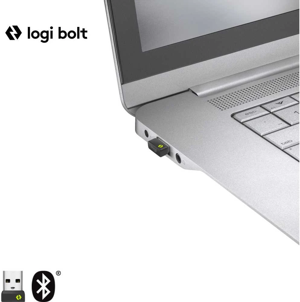 Pelė „Logitech Signature M650 L“ dešiniarankiams skirtas belaidis „Bluetooth 2.4 GHz Bolt USB“ imtuvas, 5 mygtukų