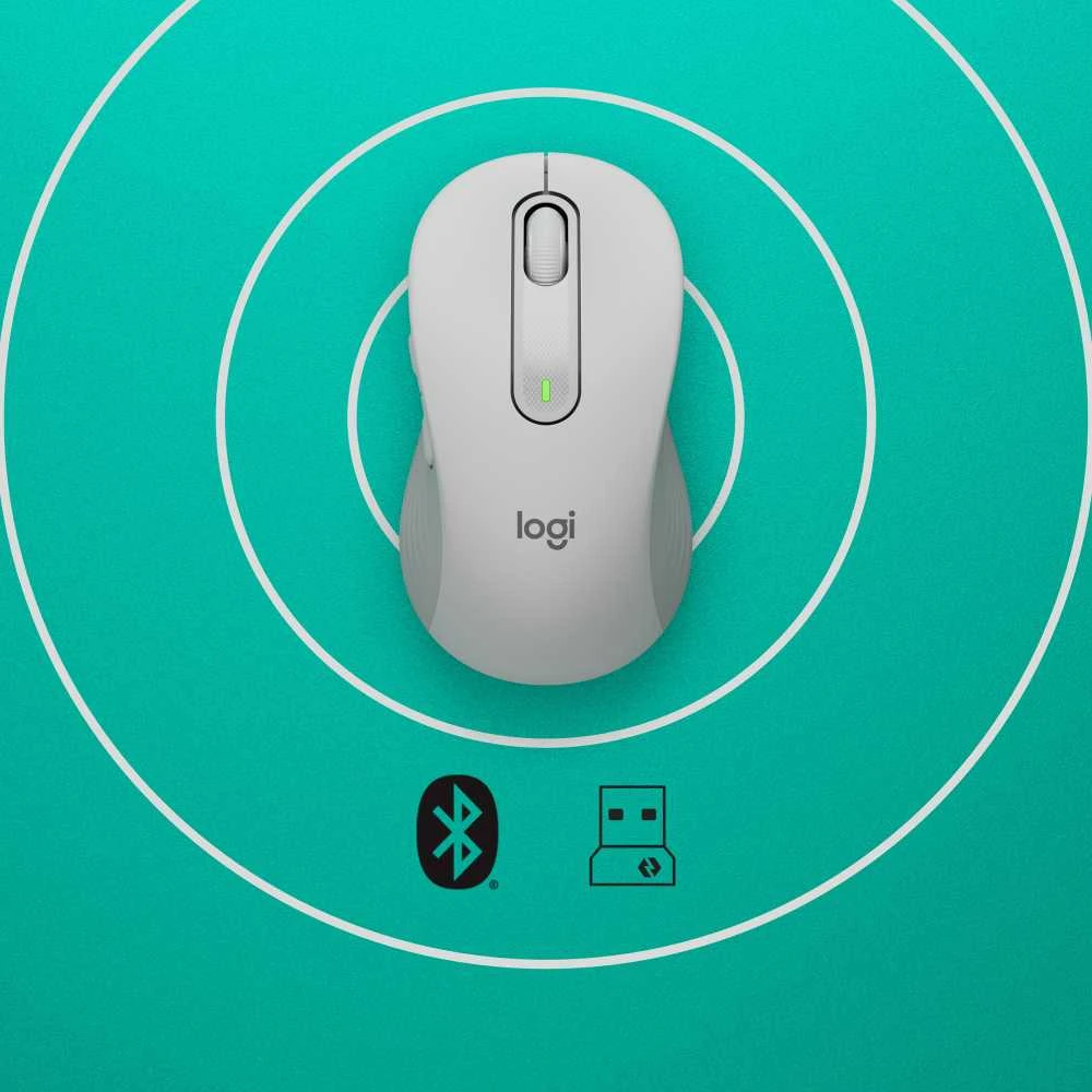 Pelė „Logitech Signature M650 L“ dešiniarankiams skirtas belaidis „Bluetooth 2.4 GHz Bolt USB“ imtuvas, 5 mygtukų