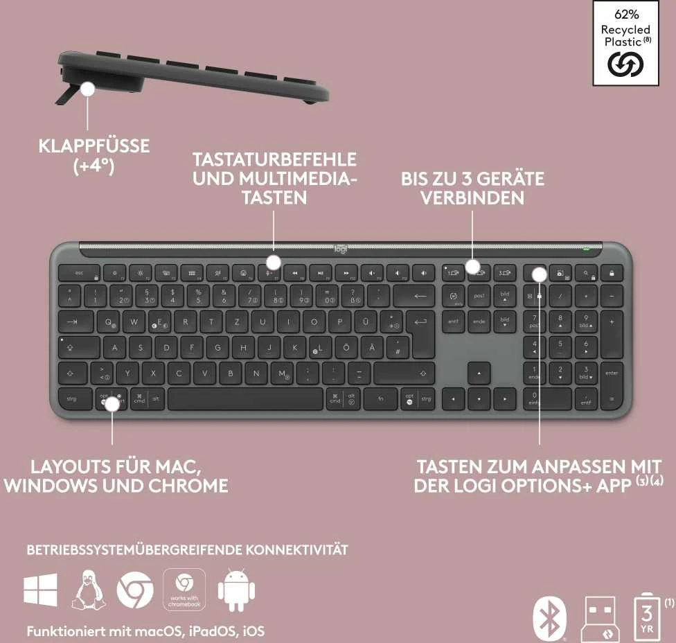 Klaviatūra ir pelė Kit Logitech Signature Slim Combo MK950 Graphite