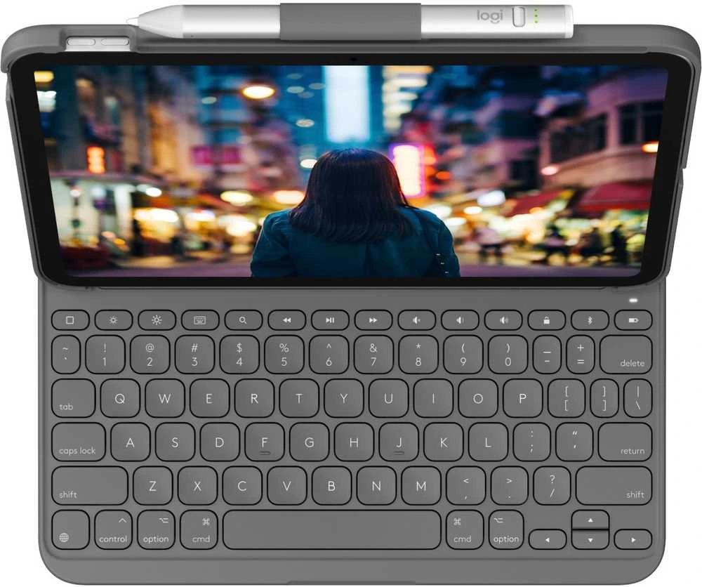 Logitech Slim Folio klaviatūros dėklas iPad, Pilkos spalvos
