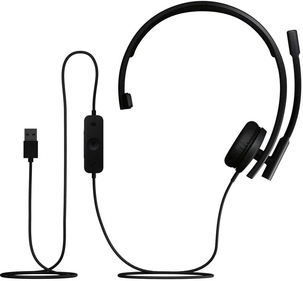 Logitech H570e Mono MS Teams Laidinės ausinės USB-A, Juoda