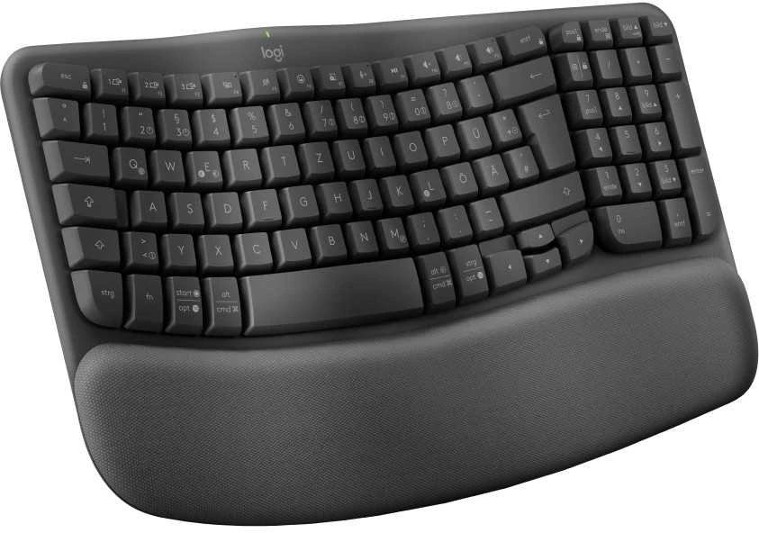 Logitech Wave Keys, juodas - belaidė ergonomiška klaviatūra su paminkštintu delno apdangalu