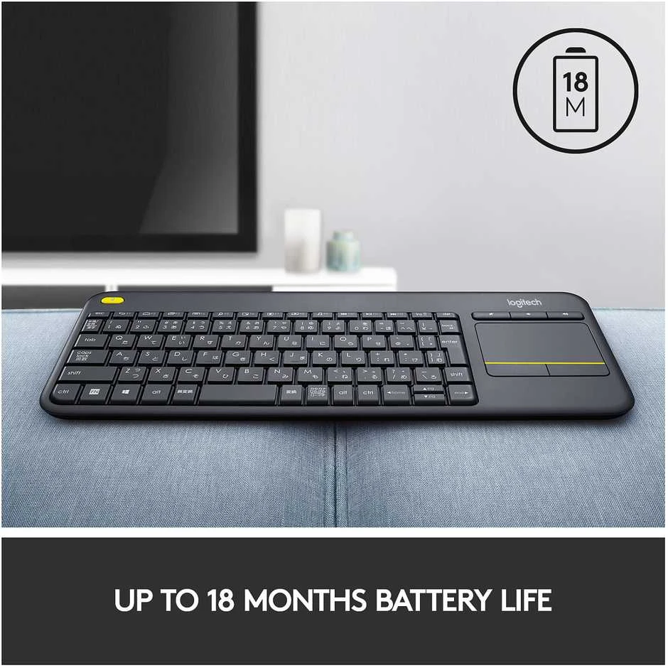 Klaviatūra Logitech WIRELESS TOUCH KEYBRD K400 PLUS - Juodas