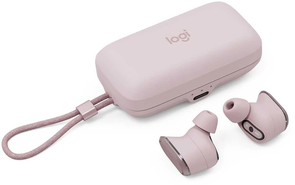 Logitech Zone True rožinės ausinės su dėklu