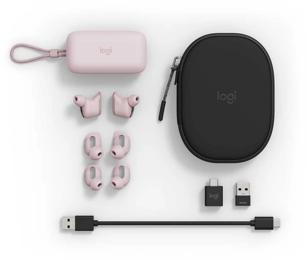 Logitech Zone True belaidžių ausinių pilnas komplektas
