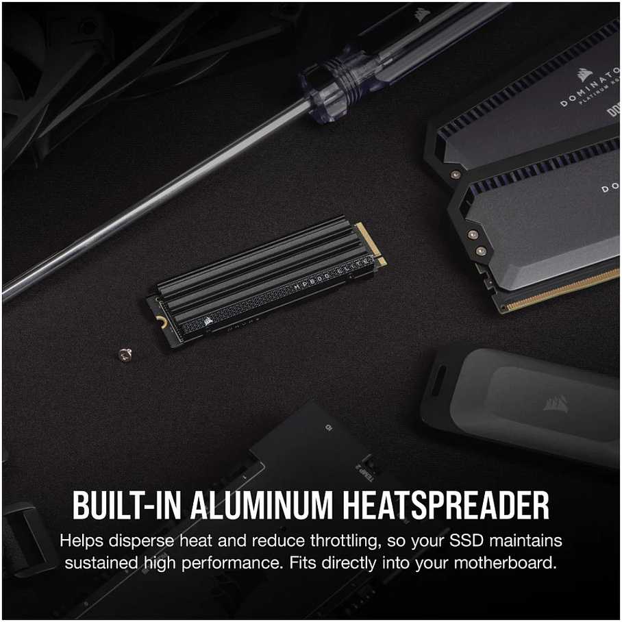 Corsair MP600 Elite NVMe SSD, PCIe 4.0 M.2 Typ 2280 - 1 TB mit Kühlkörper