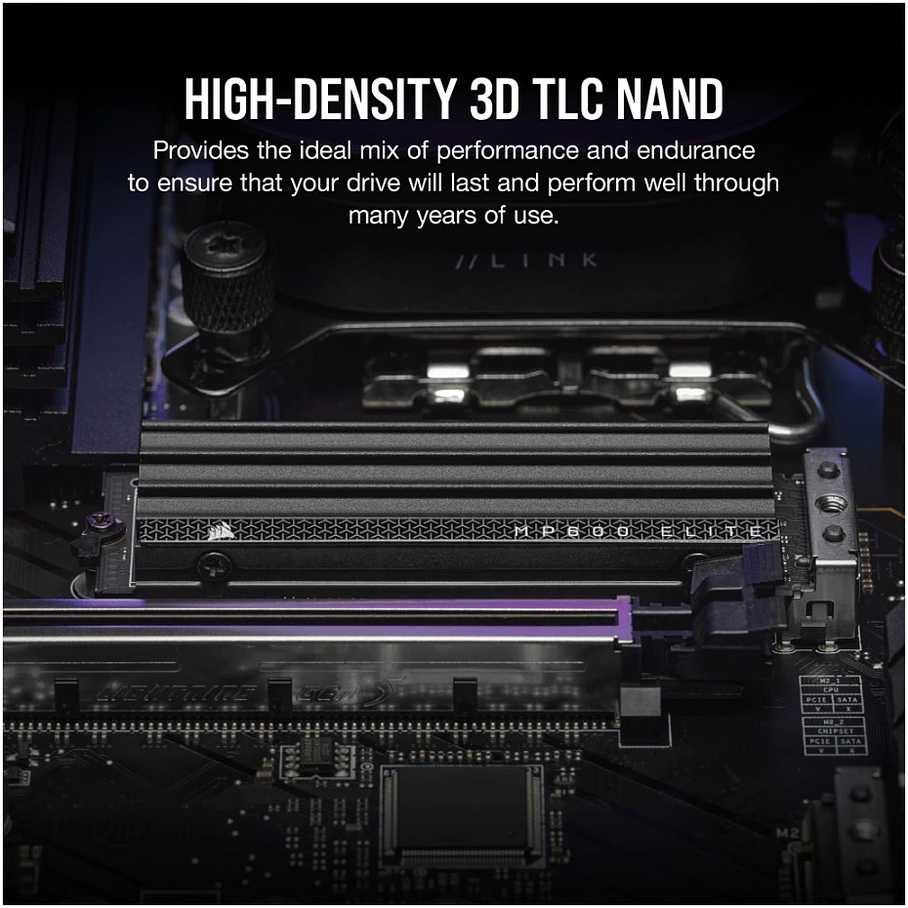 Corsair MP600 Elite NVMe SSD, PCIe 4.0 M.2 Typ 2280 - 1 TB mit Kühlkörper