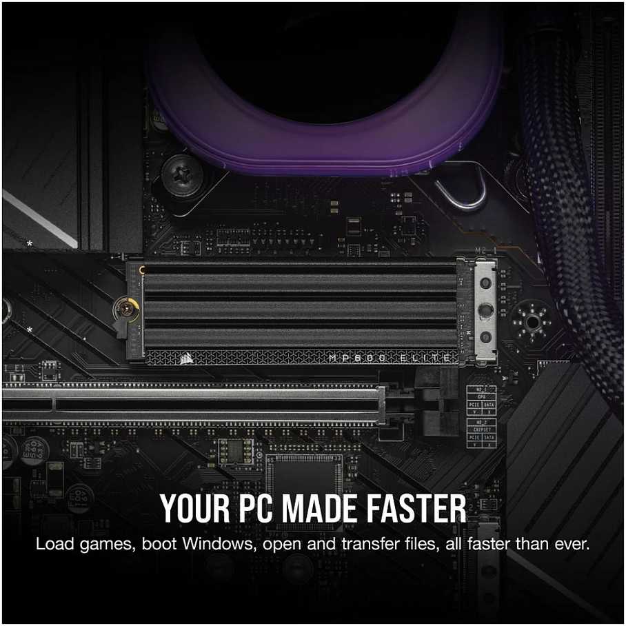 Corsair MP600 Elite NVMe SSD, PCIe 4.0 M.2 Typ 2280 - 1 TB mit Kühlkörper