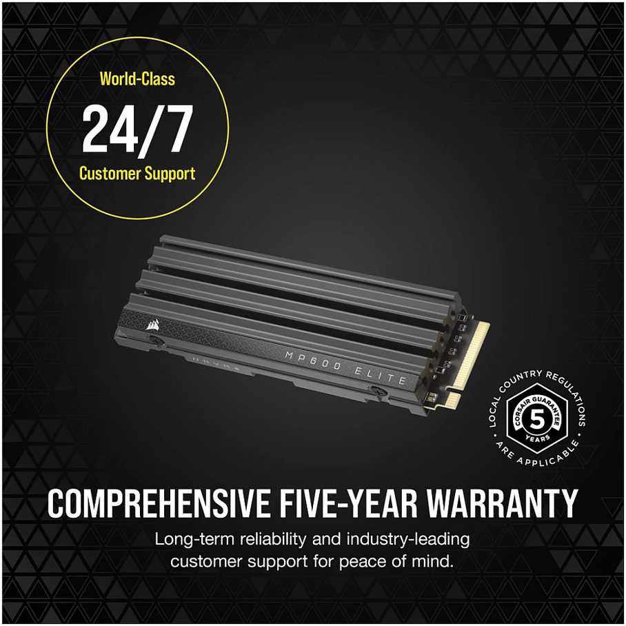 Corsair MP600 Elite NVMe SSD, PCIe 4.0 M.2 Typ 2280 - 1 TB mit Kühlkörper