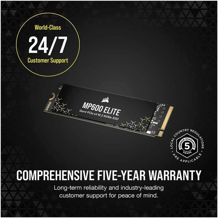 M.2 1TB CORSAIR PCI-E NVMe Gen4 MP600 ELITE mažmeninė prekyba