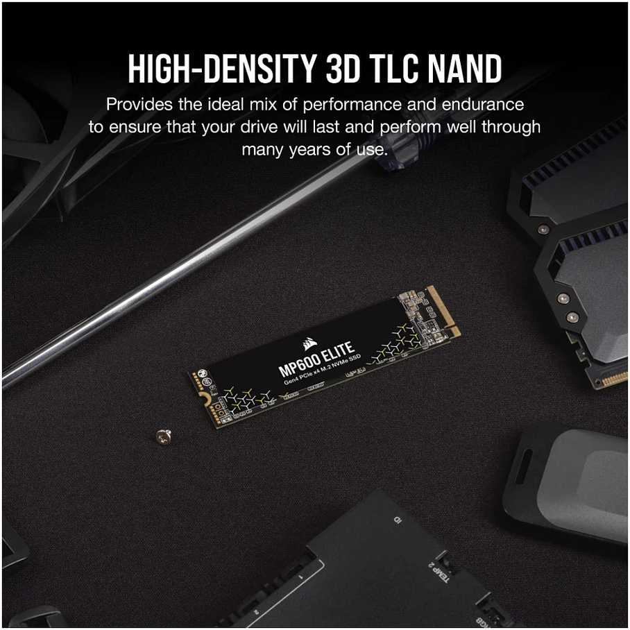 M.2 1TB CORSAIR PCI-E NVMe Gen4 MP600 ELITE mažmeninė prekyba